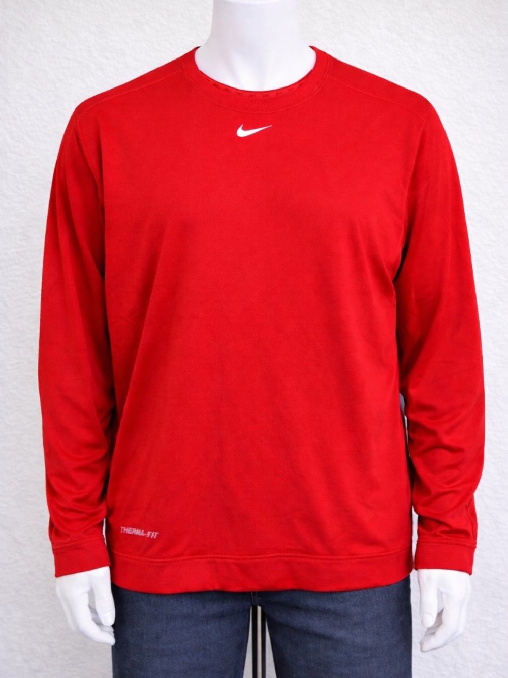 Nike Therma-Fit Crewneck Sweatshirt Mens XL Red Athletic Pullover‎ Swoosh